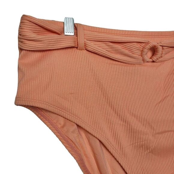 Cupshe Ribbed Orange Belted Swim Bottom Size 2X - Picture 2 of 7